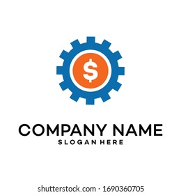 Vector del icono de la moneda del dólar de los engranajes. Signo de moneda de dólar. Ilustración de símbolo.