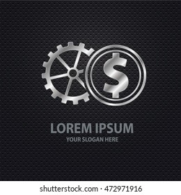 Gear and dollar design ,silver concept,clean vector