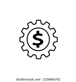 Gear with dollar icon black line with white backgound. Pixel perfect simple vector