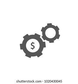 Gear dollar icon isolated on white background. Trendy gear dollar icon in flat style. Template for app, ui and logo, vector illustration, eps 10