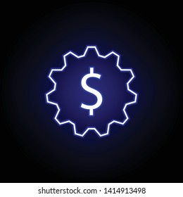 gear dollar icon in neon style. Element of finance illustration. Signs and symbols icon can be used for web, logo, mobile app, UI, UX
