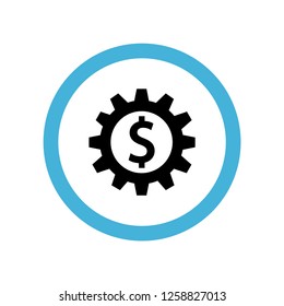 gear with dollar icon symbol. Premium quality isolated gear with dollar vector icon in trendy style. gear with dollar element.