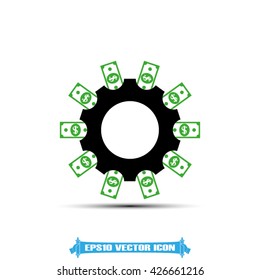 Gear dollar icon vector illustration