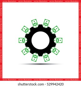 Gear dollar icon vector illustration