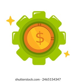 Gear Dollar Illustration geeignet für Designs im Zusammenhang mit Finanzen