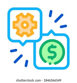 Gear Dollar Quote Icon Vector. Outline Gear Dollar Quote Sign. Color Isolated Contour Symbol Illustration