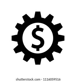 Gear with dollar sign inside icon vector icon. Simple element illustration. Gear with dollar sign inside symbol design. Can be used for web and mobile.