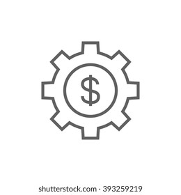 Gear with dollar sign line icon.