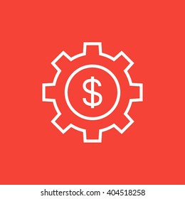 Gear with dollar sign line icon.