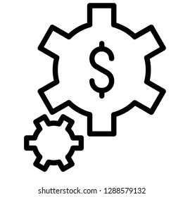 gear with dollar sign outline icon vector  isolated illustration editable