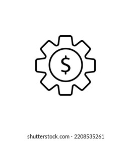 Gear With Dollar Sign Vector Sketch Icon Isolated On Background. Hand Drawn Gear With Dollar Sign Icon. Gear With Dollar Sign Sketch Icon For Infographic