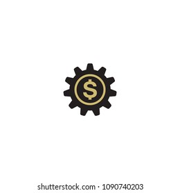 gear with dollar symbol vector logo template 