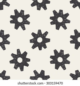 gear doodle seamless pattern background