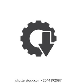 Gear with a downward arrow vector icon. filled flat sign for mobile concept and web design. Gear with Arrow Down glyph icon. Symbol, logo illustration. Vector graphics