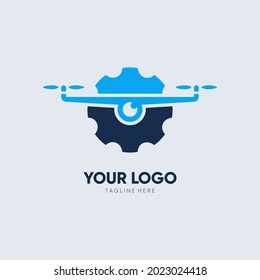 Gear Drone Logo Design Vector Graphic Icon Illustration