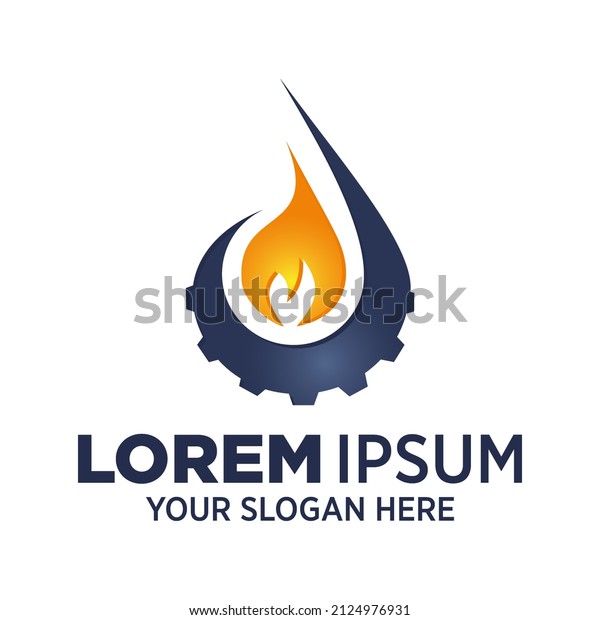 Gear\
drop and flame logo template for repair or heating business\
company. Gear logo icon isolated on white\
background