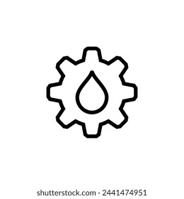 Gear with a drop inside. Vector icon in outline and linear style.