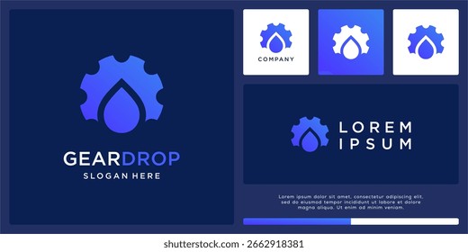 Gear drop logo design template