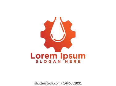 Gear and Drop Oil Logo Designs, Vector Illustration