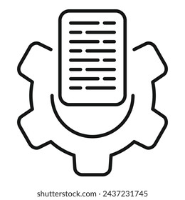Vector de contorno de icono técnico dual del engranaje. Lente de brazo del teléfono. Boost de datos