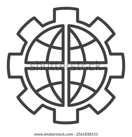 Gear with Earth Globe vector Multipolarity outline icon or symbol