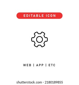 icono de trazo editable de engranaje, icono de contorno para web, aplicación, presentación, etc 