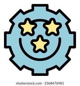 Gear effect icon outline vector. Face people. Celebrate positive color flat