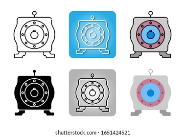 Gear Of Electric Motor And Icon Set Isolated On White Background For Web Design