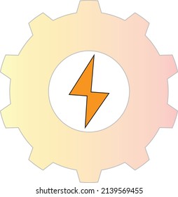 A gear with an electrical bolt - Concept of mechanical and electrical engineering illustration - vector , icon 