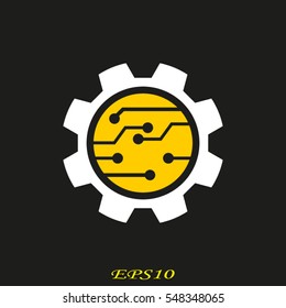 gear, electronic circuit, icon, vector illustration eps10