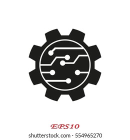gear, electronic circuit, icon, vector illustration eps10