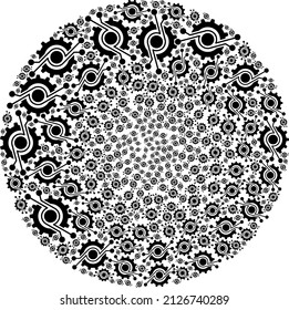 Gear Electronic Component Icons Are Grouped Into Bubble Collection. Gear Electronic Component Icon Bubble Composition.