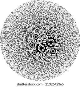 Gear Electronic Component Symbols Are Grouped Into Round Collection. Gear Electronic Component Icon Bubble Composition. Abstract Round Bubble Collage Combined From Gear Electronic Component Symbols.