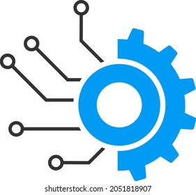 Gear electronic factory vector illustration. Flat illustration iconic design of gear electronic factory, isolated on a white background.