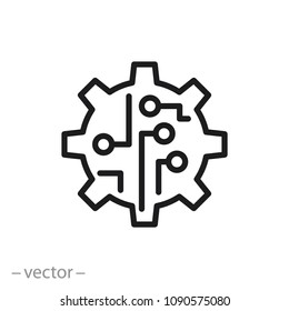 gear electronic icon, circuit board line sign - vector illustration eps10