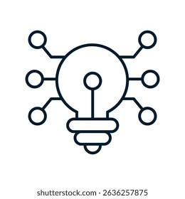 Gear, electronics and light bulb. Modern technical electronic innovations. Vector linear icon isolated on white background.