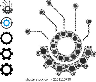 Gear electronics mosaic icon. Vector collage is organized with scattered infection icons. Infection collage gear electronics icon and similar icons. Gear electronics mosaic for medical images.