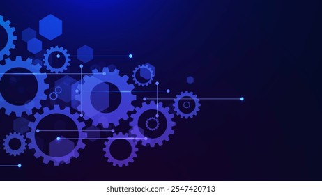Elemento da engrenagem e mecanismo da roda das engrenagens Abstrato de alta tecnologia digital e plano de fundo conceito de engenharia. Ilustração vetorial