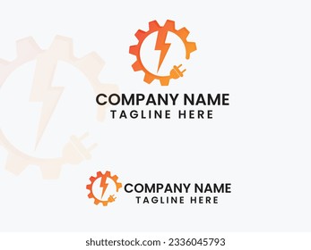 Gear energy logo. Gear plug logo design. Electricity power Gear logo. Business logo. Premium template. Unique. Icon. Modern. New. Creative. Service