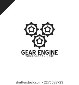 logotipo de la compañía de motores de engranajes diseño simple vector