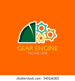 Gear Engine Logo Design Template. Vector Illustration