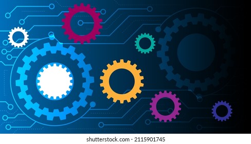 Gear Engine work Mechanical concept.future Technology machine engineering symbol. Industry development. Business solution idea. EP.2.hi-tech communication concept innovation background vector