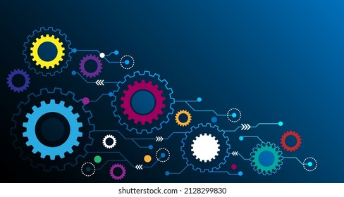 Gear Engine work Mechanical concept.future Technology machine engineering symbol. Industry development. Business solution idea. EP.4.hi-tech communication concept innovation vector illustration 