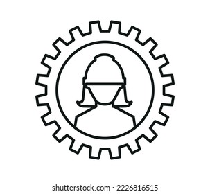 gear and engineer icon. isolated on white background.
