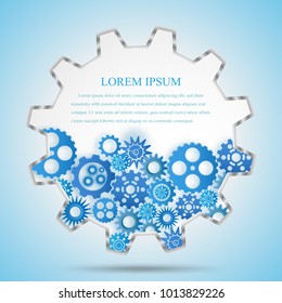 The gear engineering construction template design blue background, vector illustration