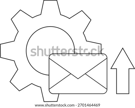 Gear envelope and arrow The gear is on the left the envelope is in the middle and the arrow is on the right
