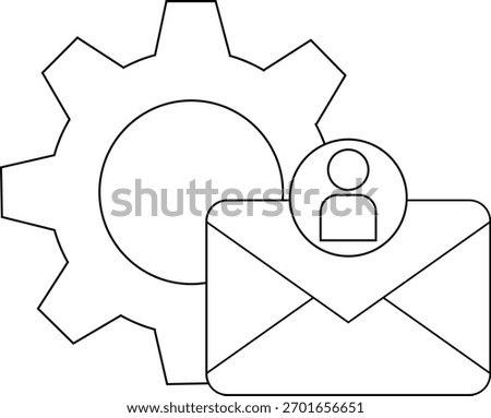 A gear envelope and person outline compose the graphic