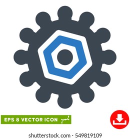 Gear EPS vector icon. Illustration style is flat iconic bicolor smooth blue symbol on white background.