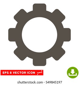Gear EPS vector icon. Illustration style is flat iconic grey symbol on white background.