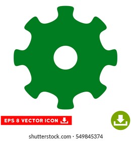 Gear EPS vector icon. Illustration style is flat iconic green symbol on white background.